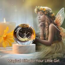 3D Fairy Crystal Ball Moon Fairy Glass Sphere Charming Fairy Figurines For Home Decor Ideal Gifts For Girl Ornament - 3D Fairy - View 4