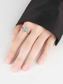 1 pièce Bague ouverte avec décoration de strass pivotante, personnalisée à la mode, convenant aux hommes et aux femmes, pour un port quotidien, fabriquée en cuivre de ton argent