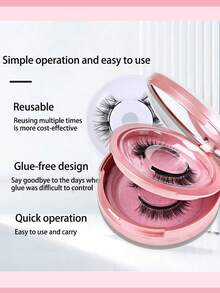 可重复使用无胶2对可重复使用的磁性睫毛膏，带涂抹，磁性睫毛膏外观自然，无需胶水，易于使用和拆卸 - 濃密款 - 查看 3