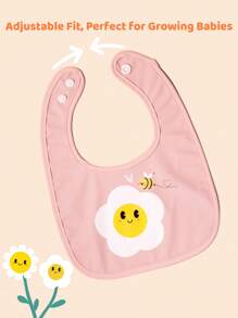 2 Packs Waterproof Baby Bibs With Daisy & Bee Print – Soft, Comfortable & Easy To Clean, Mess-Free Feeding For Infants ,Baberos Impermeables
