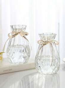 1pc Glass Flower Vase, Minimalist Transparent Vase, Glass Flower Pot, Living Room Home Decor Flower Vase, Table Decor,Flower Arrangement Ornament, Used For Various Fresh Flowers And Simulated Flowers, Suitable For Gifts ON Mother's Day, Valentine's Day, Wedding Decoration And Birthday, Festival Supplies