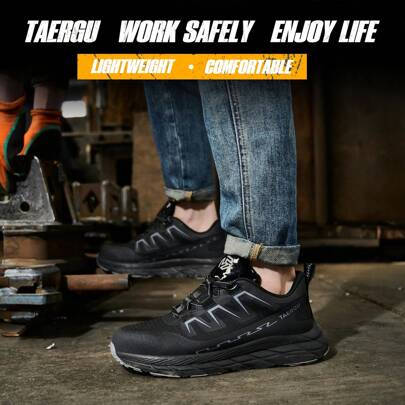 Steel Toe Shoes For Men Lightweight Indestructible Safety Shoes Breathable Steel Toe Sneakers Non Slip Resistant Work Shoes,Black,Blue,Green,US Size 6