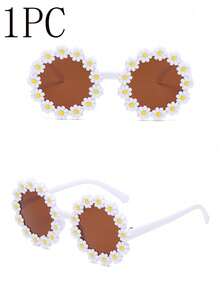 6/3/2/1 Pair Daisy Shaped Fashion Decorative Glasses For Teenagers, High Quality Regular Glasses, Suitable For Parties, Cute Daisy Petal Glasses, Street Style Decorative Glasses (Paper Glasses Case Included) - 彩色 - 查看 15