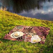 1 Piece Of "Color Leaf Beach Style Pattern, Fantasy Leaf Charm Beach Style, Green Yellow Palm Leaf Pattern, Wild Green Plant Animal Picture, Blue Green Leaf Vein Pattern, Perfect Choice For Beach Leisure" Made Of 100% Polyester Material, Waterproof And Quick-Drying, Washable And Machine Washable Picnic Mat, Perfect For Outdoor Camping And Beach Vacation.Travel Essentials Travel Accessories Beach Essentials - Multicolor - View 8