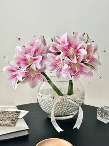 1 PEZZO/3 PEZZI/6 PEZZI Piante artificiali Fiori artificiali Giglio Decorazione per la casa Decorazione da tavolo Composizione floreale Fiori artificiali Decorazioni artificiali Fiori di plastica Decorazione per il cortile Decorazione matrimoniale profumo fiorito Fiori finti