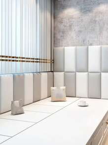 1 pieza Protector de pared decorativo acolchado de 20x40cm, panel de pared acolchado suave para cama, pegatina de pared 3D autoadhesiva