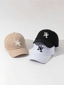 3pcs/1pc NY Embroidery Baseball Cap, Adjustable Outdoor Sun Ion Casual Hat Suitable For Boys Girls Spring Fall Travel Beach Holiday