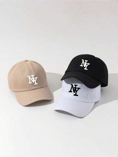 3pcs/1pc NY Embroidery Baseball Cap, Adjustable Outdoor Sun Ion Casual Hat Suitable For Boys Girls Spring Fall Travel Beach Holiday