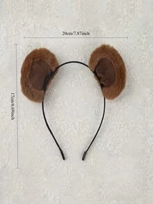1 件新款毛绒熊头带，女士卡通日常化妆面膜洗脸运动头带，动物优雅可爱休闲街头派对涤纶头带，四季适用，发带，发箍头带 - 毛絨小熊髮箍 - 查看 7