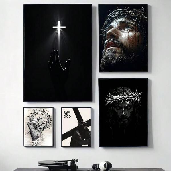 1pc Wall Arts Posters Frameless Pop 1pc Son Of God Jesus Cross Holy Light Poster HD Poster Family Room Bar Cafe Decor Art Mural, Wall Art With Frame