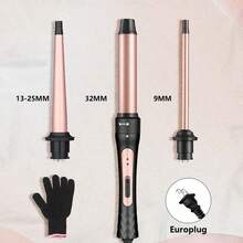 3-In-1 Curling Iron Set, Includes 0.75-1 Inch Tapered Curling Wand, 1.25 Inch Large Curling Wand And 0.35 Inch Small Curling Wand, Interchangeable Ceramic Barrels, Suitable For Short And Long Hair - US A Type Plug(110-127V) - View 1