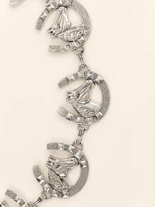 1pc Vintage Boho Western Style Metal Multi-Color Horse Head Decor Adjustable Cinch Waist Belt For Women, Suitable For Summer Outdoor Outfitting Summer, School Fall, Autumn, Halloween - XY1174 - View 6