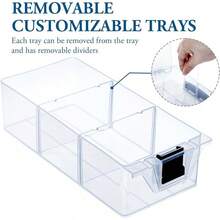 MyGift 11 Inch Clear Arts And Crafts Stackable Container, Sewing Supplies Storage Organizer Case With Pink Accents, 24 Customizable Compartments, And 6 Drawers With Removable Dividers - 黑色(僅限添加托盤) - 查看 3