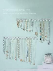 3M 1pc Wall-Mounted Acrylic Necklace Organizer With 12 Hooks, Best Gift For Girls And Women To Store And Display Necklaces, Bracelets, Bangles And Rings Valentine Day Back To School