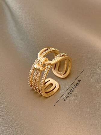 1st Minimalistisk Micro-Pave CZ Ring Snygga gnistrande smycken för sommaren! Justerbart stapelbart band för kvinnors födelsedagar/examen – Lätt Cubic Zirconia vigselring, strandsemester och dejtnatttillbehör (modern guldtonad design)