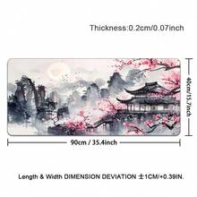 XL Pink Sakura Flower Gaming Mouse Pad, Extended Desk Mat With Sakura Tower Landscape, Large Size Rubber Base Stitched Edge Desk Pad For Computer Gamers - Multicolor - View 10