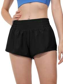 Women's Mid-Rise 2.5" Running Shorts – Quick-Dry, Lightweight Gym Shorts With Liner & Zipper Pockets For Sports & Workouts - màu đen - Xem 2