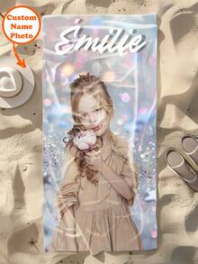 Personalized Kids Beach Towel,Summer Birthday Gift For Kids,Summer Vibes,Girls Beach Trip,Custom Beach Towel,Swimming Pool,Beach Decor - Multicolor - View 2