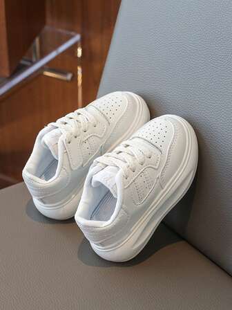 男女童通用小白鞋小学生运动鞋学生运动休闲鞋户外活动用白色运动鞋防滑跑步鞋