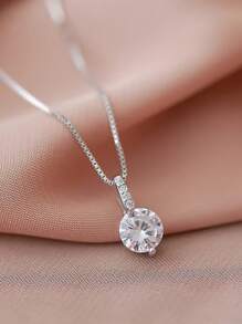 Colar de diamante único de prata esterlina 925 para mulheres, corrente de caixa delicada, estilo minimalista, natureza, luxo, delicado, colar com pingente brilhante, presente