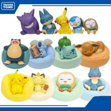 Takara Tomy Figura Poke original en miniatura - Pika, Slowpoke, Rowlet - Figura de PVC como regalo para fans del anime y los juegos, decoración de coche