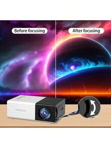 LIPETY Portable Mini Projector With Built-In Speakers, 30,000 Hours LED Lifespan, Compact Design For Home Theater, Movie Nights, And Outdoor Use, Compatible With AV/SD/USB Video, EU Plug, Mini Projector For Phone