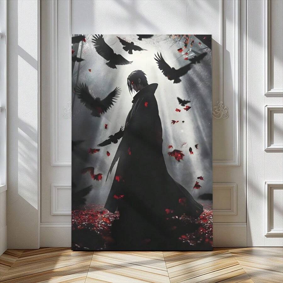 1 Pc Framed Anime Wall Art Textured Canvas Poster Painting Wall Decor For Bedroom Living Room, Ready To Hang - 彩色 - 查看 1