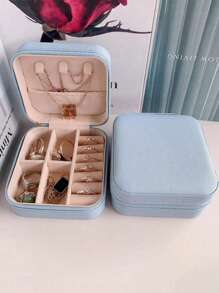 1pc Miniature Jewelry Storage Box, Display Case, Travel Jewelry Organizer Zipper Box For Earrings Necklace Rings, Leather Jewelry Box, Mini Ring And Necklace Storage, Suitable As Valentine's, Christmas, Halloween, New Year Gift For Her, Girl, Girlfriend - Upgraded Version With Anti-Dust And Anti-Oxidation Function, Compact & Portable Accessory Box For Lipstick, Watch