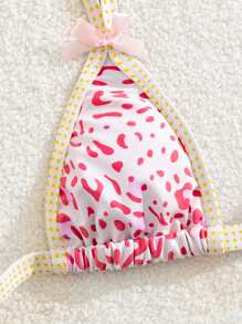 European And American Fashion Multi-Color Printed Push-Up Bikini Set With Halter, Vacation Beach Swimwear