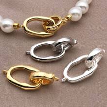 1/3/5 piezas Conector redondo y ovalado enchapado en oro 18K real, hebillas de cierre de resorte para collares, cierres y anillos de resorte de latón O para hacer joyería DIY, pulseras y collares