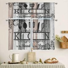 1/2 pièces Ensemble de 3 rideaux avec imprimé d'ustensiles de cuisine, décoration pour cuisine et café