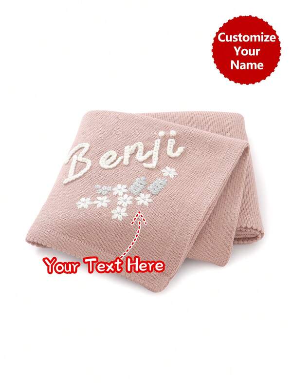 Handcrafted Personalized Kids Knitted Blanket With Embroidered Name, Sweet Baby Swaddling Wrap, Casual Minimalist Design For All Seasons,Multi-Functional,Ornamental,Letter,Stylish,Modern,Colorful,Cute,Adorable,Casual,Custom,Personalised,Unique,Customized,Ideal Gifts For Him,Ideal Gifts For Her,Son,Daughter