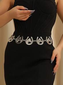 1pc Vintage Boho Western Style Metal Multi-Color Horse Head Decor Adjustable Cinch Waist Belt For Women, Suitable For Summer Outdoor Outfitting Summer, School Fall, Autumn, Halloween - XY1174 - View 4