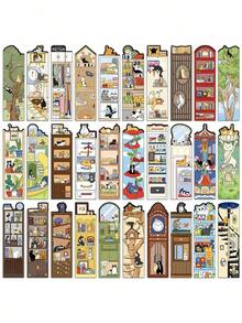 30pcs Cute Cartoon Cat Themed Bookmarks, Creative Stationery Supplies For Students & Book Lovers - Multicolor - View 5