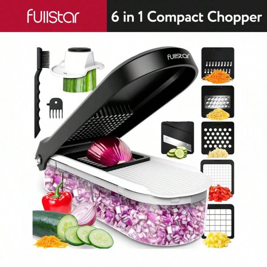 Fullstar Vegetable Chopper - Vegetable Slicer - Onion Chopper With Container - Pro Food Chopper - Slicer Dicer Cutter - Kitchen Gadgets - Chopping - Blade - Handy Set Utensils Stainless Steel - 6 In 1 Compact - View 1