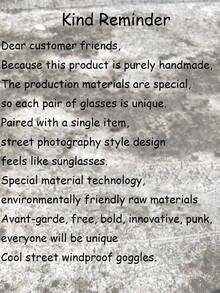 1pc Oversized Oval Shaped Drop Glue Fashion Glasses, Metal Accessories, Avant-Garde Personalized, Y2K Dark Party Glasses, Halloween And Christmas Accessories For Summer Beach Vacation, Outdoor, Travel - 黑色 - 查看 6