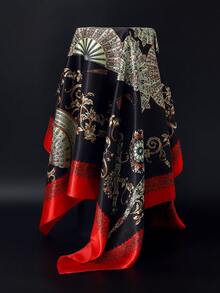 1 90cm Vintage Paisley Printed Headscarf, New Fashionable Square Scarf - Multicolor - View 2