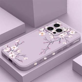 Liquid Silicone Cherry Blossoms Case Compatible With IPhone 17 Air 16e 16 15 Pro Max 14 Plus 13 Mini 12 Pro 11 X XS XR XS Max 7 8 Plus SE2 SE3 Sam Sung Galaxy Xiao Mi Redmi Poco F7 M7 X7 F6 M6 X6 F5 M5 X5 F4 M4 X4 F3 M3 X3 NFC GT Pro Hua Wei P40 Lite P30 Pro P20 Honor 20 Lite 10 P Smart 2019 Fall P