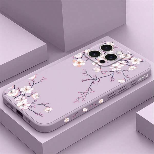 Liquid Silicone Cherry Blossoms Case Compatible With IPhone 17 Air 16e 16 15 Pro Max 14 Plus 13 Mini 12 Pro 11 X XS XR XS Max 7 8 Plus SE2 SE3 Sam Sung Galaxy Xiao Mi Redmi Poco F7 M7 X7 F6 M6 X6 F5 M5 X5 F4 M4 X4 F3 M3 X3 NFC GT Pro Hua Wei P40 Lite P30 Pro P20 Honor 20 Lite 10 P Smart 2019 Fall P