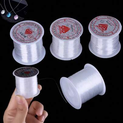 1 rolo de fio de pesca transparente e não elástico, fio de nylon para miçangas, acessórios para joias faça você mesmo