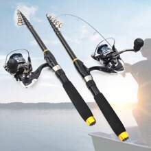 Vara de Pesca Telescópica de 1,8m a 3,6m com Opção de Molinete, Cabo de Cortiça, Fibra de Carbono, Vara de Carpa Multifuncional Spinning, Vara de Viagem Portátil, Equipamento de Pesca