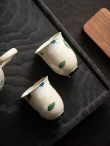 1 件手绘山茶花茶杯，采用陶瓷材质，优雅单杯/主人杯，陶瓷功夫茶具茶杯适合家庭使用 - 山茶花 - 查看 8