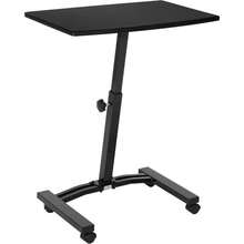 Airlift Height Adjustable Mobile Rolling Laptop Cart Computer Workstation Desk, Table for Home, Office, Classroom, Hospital, w/Wheels, Black, Flat (24") (New Model) - Negro - Ver 4