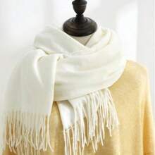 Shawls Scarf Sophisticated Plain Print Social-Xx6161 - White - View 1