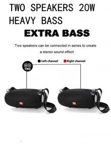 Outdoor Wireless Portable Bluetooth Speaker, Supports TWS Stereo Pairing, TF Card, USB Flash Drive, AUX Audio Output, FM Multi-Function Playback, With Lanyard For Hand-Carry And Shoulder-Carry Dual Mode - 黑色 - 查看 8