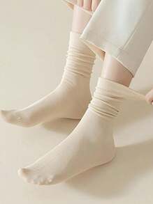 1/3/5 Pairs Women Summer Thin Mid-Calf Odor-Resistant Lounge Socks, New Style White Boneless Ruffle Tube Socks
