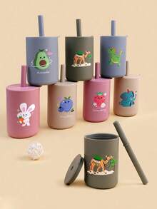 1 件迷你 150 毫升/5 盎司硅胶吸管杯，适合幼儿学习喝水，实用喂食吸管杯，婴儿礼物 - 彩色 - 查看 3