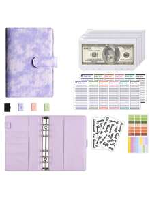 豪华预算计划活页夹 - 使用拉链现金信封、费用预算表、PU 省钱整理器、多功能内部存储、卡袋、笔环等整理您的财务