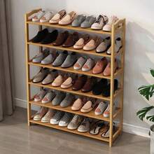 4/5/6 TIERS BAMBOO SHOE RACK FOOTWEAR ORGANISER WOODEN STORAGE SHELVES STAND UK - Ginger - View 1