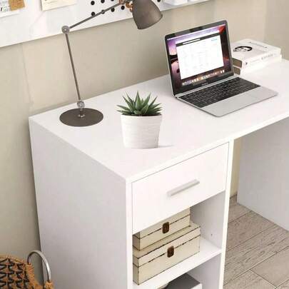 100cm Computer Desk Study Writing Table PC Laptop Desk With Drawer 2 Shelves